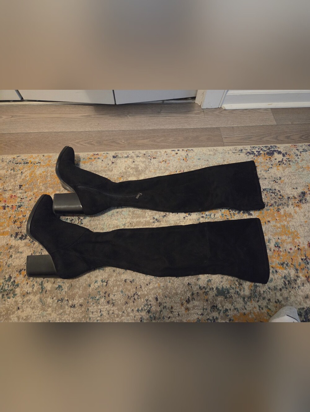 Marc Fisher Black Over-the-Knee Suede Boots with Side Zipper